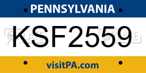 KSF2559 Pennsylvania License Plate