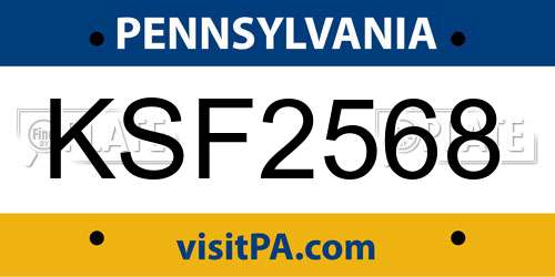 KSF2568 Pennsylvania License Plate