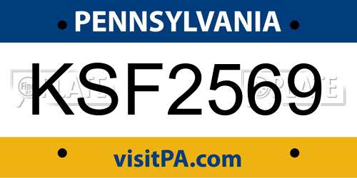 KSF2569 Pennsylvania License Plate