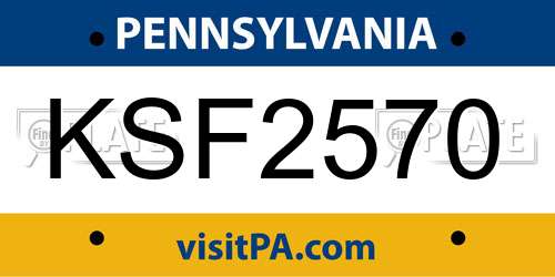 KSF2570 Pennsylvania License Plate
