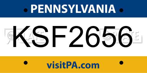 KSF2656 Pennsylvania License Plate