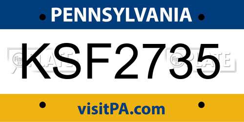 KSF2735 Pennsylvania License Plate