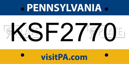 KSF2770 Pennsylvania License Plate