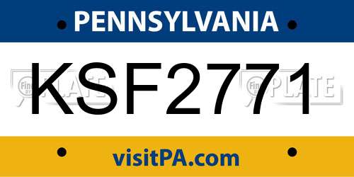 KSF2771 Pennsylvania License Plate