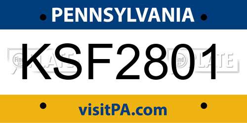 KSF2801 Pennsylvania License Plate