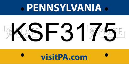 KSF3175 Pennsylvania License Plate
