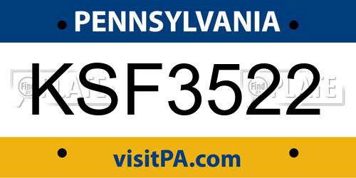 KSF3522 Pennsylvania License Plate
