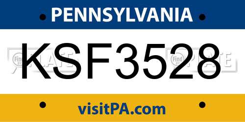 KSF3528 Pennsylvania License Plate