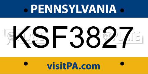 KSF3827 Pennsylvania License Plate