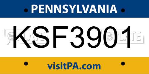 KSF3901 Pennsylvania License Plate