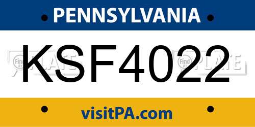 KSF4022 Pennsylvania License Plate