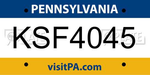 KSF4045 Pennsylvania License Plate