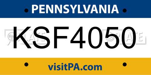 KSF4050 Pennsylvania License Plate