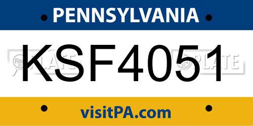 KSF4051 Pennsylvania License Plate