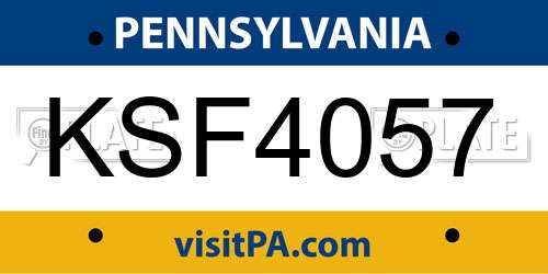 KSF4057 Pennsylvania License Plate