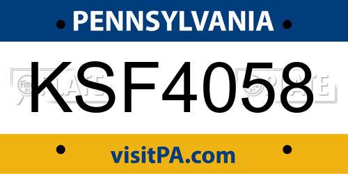 KSF4058 Pennsylvania License Plate