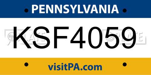 KSF4059 Pennsylvania License Plate