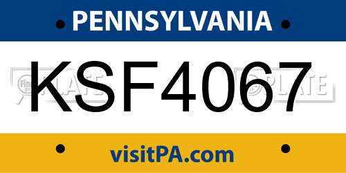 KSF4067 Pennsylvania License Plate
