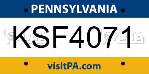 KSF4071 Pennsylvania License Plate
