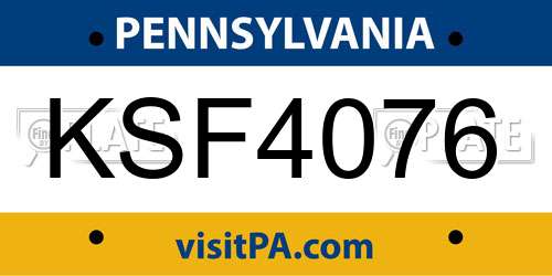 KSF4076 Pennsylvania License Plate