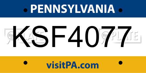 KSF4077 Pennsylvania License Plate