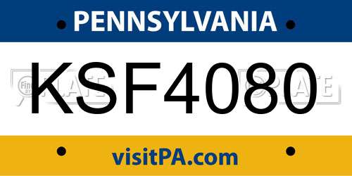 KSF4080 Pennsylvania License Plate