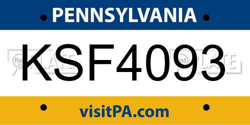 KSF4093 Pennsylvania License Plate