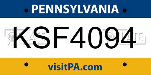 KSF4094 Pennsylvania License Plate