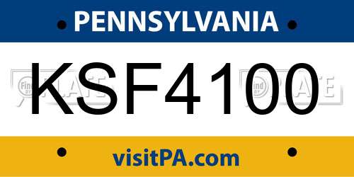 KSF4100 Pennsylvania License Plate