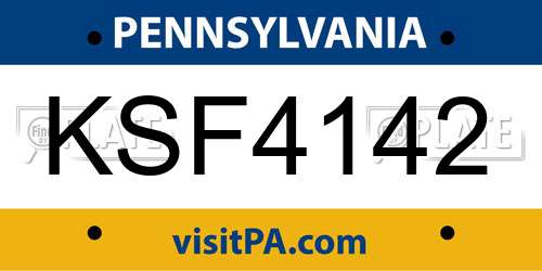 KSF4142 Pennsylvania License Plate