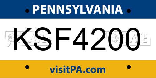 KSF4200 Pennsylvania License Plate