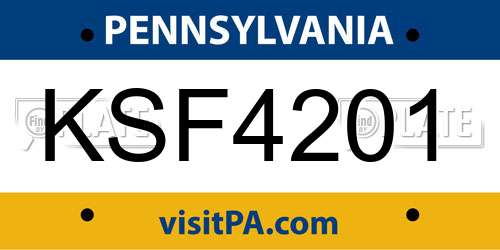 KSF4201 Pennsylvania License Plate