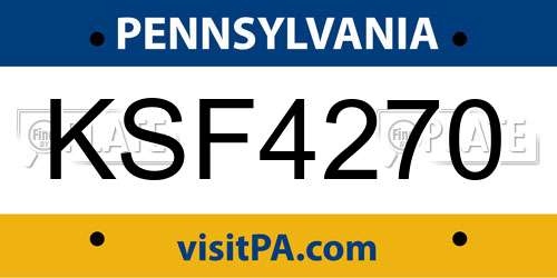 KSF4270 Pennsylvania License Plate