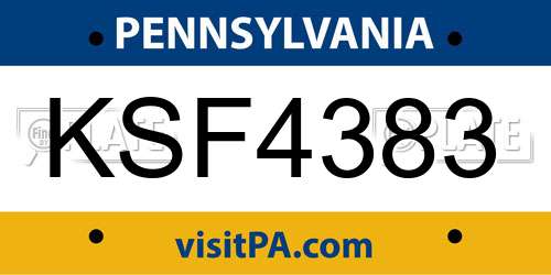 KSF4383 Pennsylvania License Plate