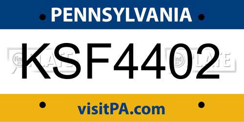 KSF4402 Pennsylvania License Plate
