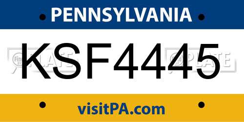 KSF4445 Pennsylvania License Plate