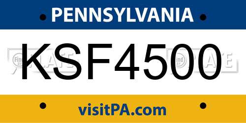 KSF4500 Pennsylvania License Plate