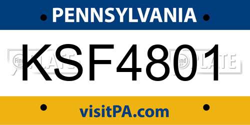 KSF4801 Pennsylvania License Plate