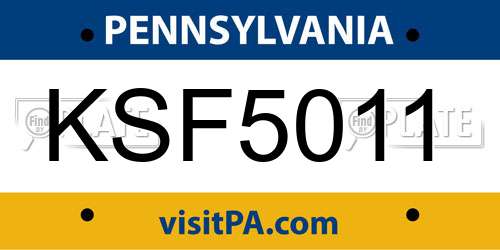 KSF5011 Pennsylvania License Plate