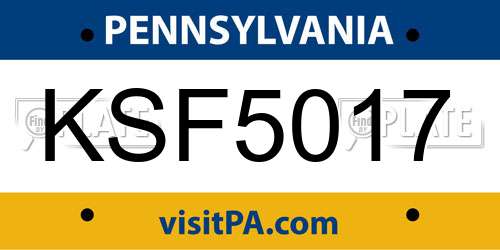 KSF5017 Pennsylvania License Plate