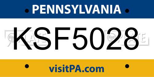 KSF5028 Pennsylvania License Plate