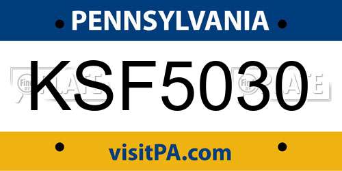 KSF5030 Pennsylvania License Plate