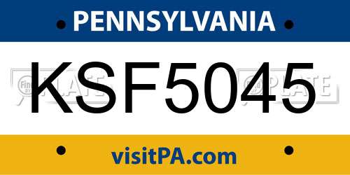 KSF5045 Pennsylvania License Plate