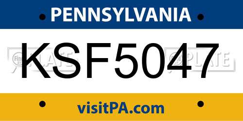 KSF5047 Pennsylvania License Plate