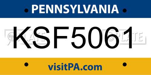 KSF5061 Pennsylvania License Plate