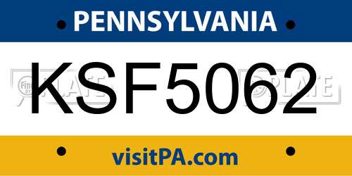 KSF5062 Pennsylvania License Plate