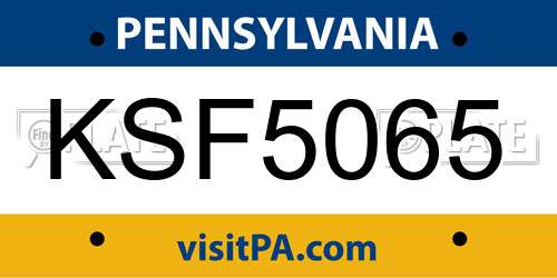 KSF5065 Pennsylvania License Plate