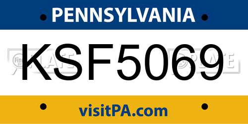 KSF5069 Pennsylvania License Plate