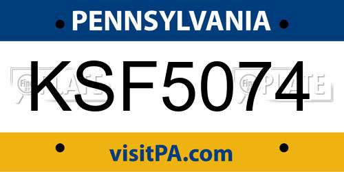 KSF5074 Pennsylvania License Plate