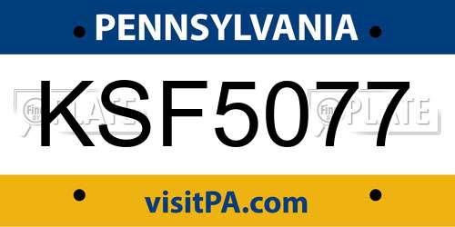 KSF5077 Pennsylvania License Plate
